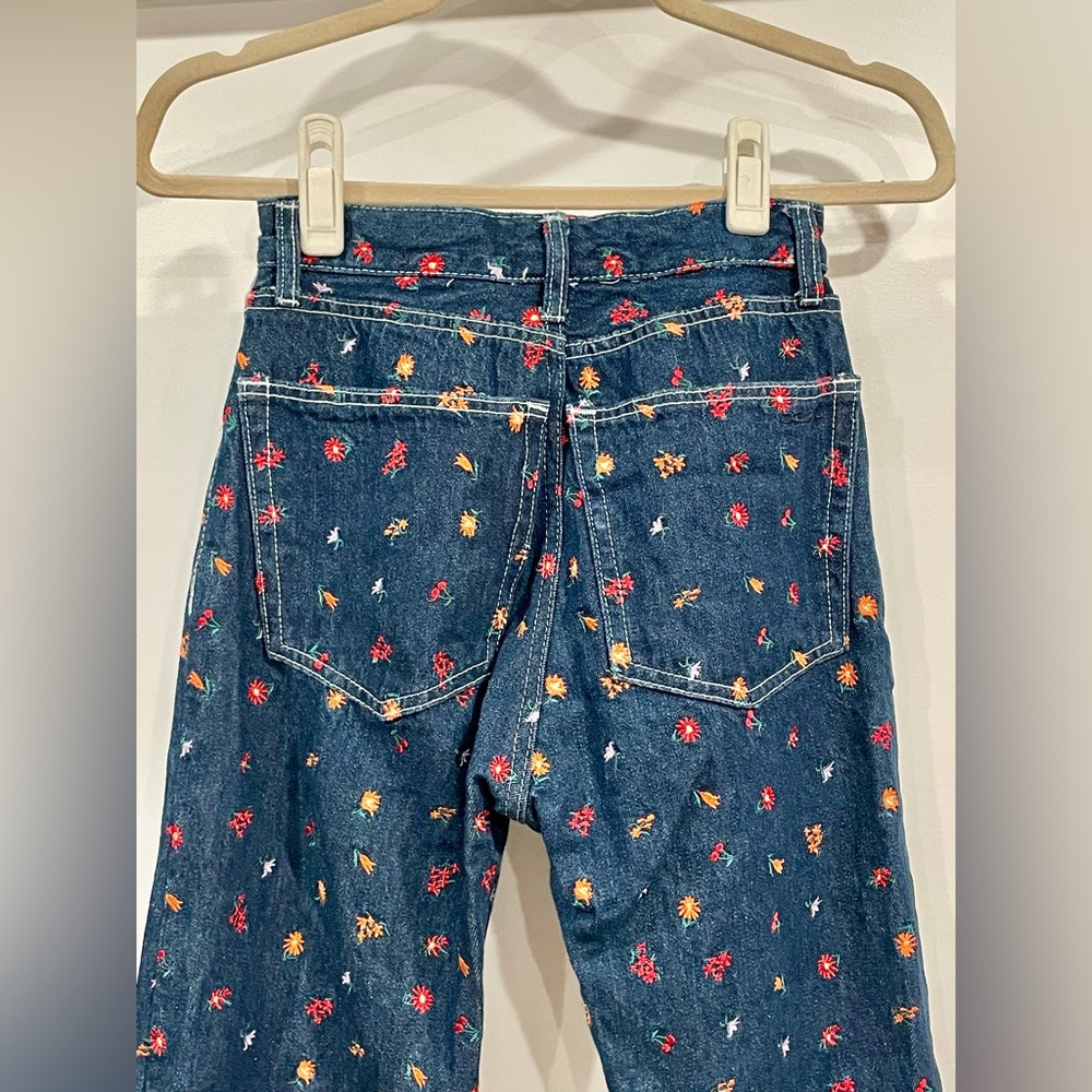 X-girl Floral Embroidered Straight Leg Jeans, cotton, drk blue/red, sz1 (24),EUC - Picture 9 of 14